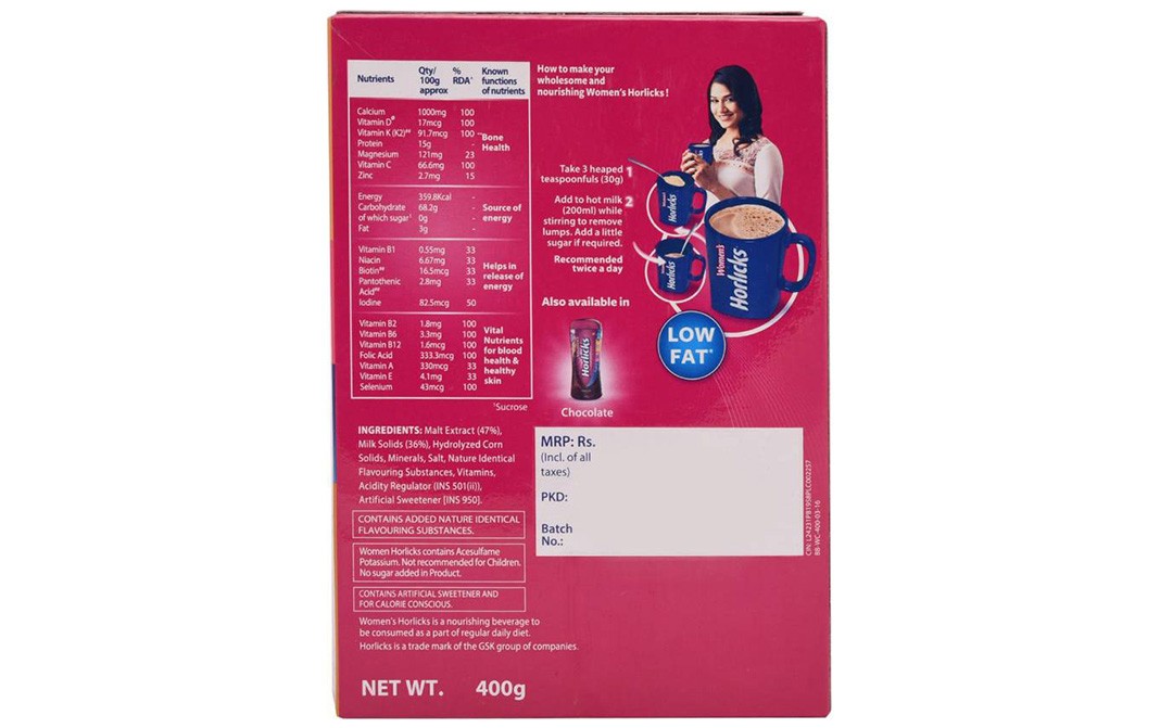 Women's Horlicks Caramel Flavour    Box  400 grams